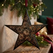 Article Étoile de Noël en métal, noir et cuivre, H 25,5 cm