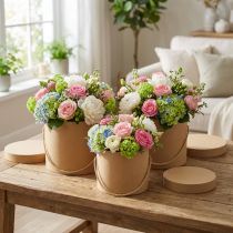 Article Set de 3 boîtes rondes cadeau Beige avec cordon Ø12,5/14,5/16,5 cm