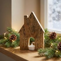 Article Maison décorative en bois avec détails dorés 15 cm