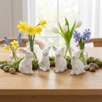 Article Figurines lapin en céramique blanche et dorée, set de 4, H 7,5 cm