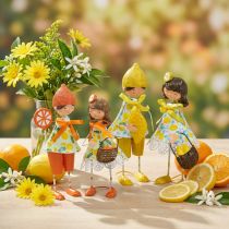 Article Figurines décoratives estivales oranges et citrons – Lot de 4, 17-18 cm