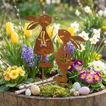 Article Piquets décoratifs de jardin en métal rouillé – Lapins de Pâques, 8×16 cm, lot de 2
