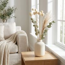 Article Fleurs séchées Craspedia blanchies 60 cm - Lot de 10