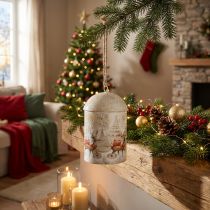 Article Cloche décorative de Noël en métal avec motif renne, 26 cm
