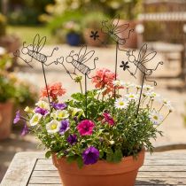 Article Piques décoratives abeilles en métal noir 8,5 cm – Lot de 4