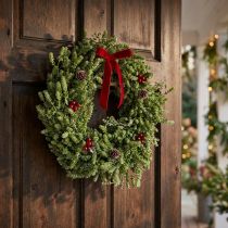 Article Couronne de Noël en Fleurs Séchées Vert Olive Ø34cm