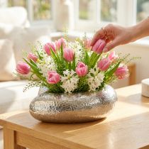 Article Poterie en forme de cœur à planter en céramique 24 cm - Finition argentée