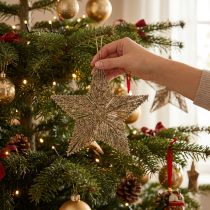 Article Set de 4 étoiles décoratives dorées en fil tendu, 25,5 cm