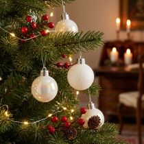Article Mini-boules de Noël blanches nacrées en plastique Ø3cm – Lot de 14