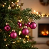 Article Mini boules de Noël en verre rose Ø2,5 cm - Lot de 22