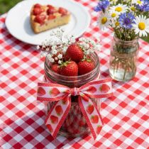 Article Ruban décoratif en tissu motif fraises 25 mm x 15 m