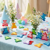 Article Oursons en feutrine colorés - Lot de 100 pièces - 3,5 cm x 3,5 cm