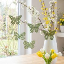 Article Set de 12 Papillons Décoratifs à Suspendre en Bois Vert Pailleté - 8 cm