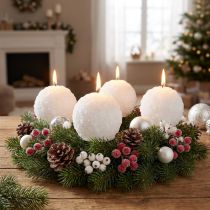 Article Bougies décoratives en forme de boule de neige, Ø80 mm, set de 4 bougies blanches pour Noël