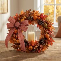 Article Ruban en soie rouge avec motif herbes d’automne 25 mm x 18 m
