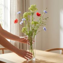 Article Dill artificiel avec tige longue, fleur des champs vert et blanc 87 cm