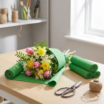 Article Rouleaux de papier crêpe vert pour décoration florale – 10 cm x 2,5 m