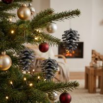 Article Décorations Sapin Cônes Pailletés Anthracite 7 cm Lot de 6