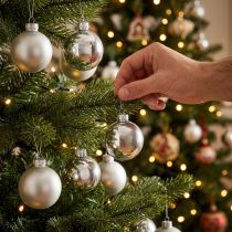 Article Boules de Noël en Verre Argenté Mat et Brillant Ø4cm – Lot de 60