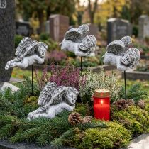 Article Figurines anges sur tige en résine, décoration pour compositions florales, 6 cm, lot de 4