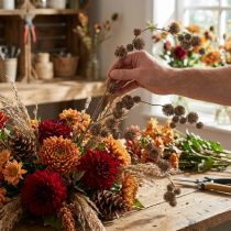 Article Branche artificielle de platane avec fruits, décoration d'automne, marron, 82 cm