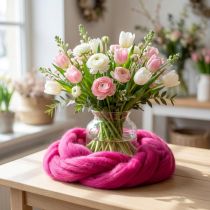 Article Fil en laine feutrée douce rose intense 2 m pour créations décoratives