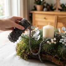 Article Fil de laine gris en jute et laine de mouton 25m