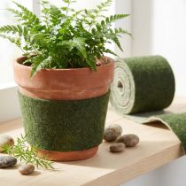 Article Ruban en feutre vert foncé avec bords frangés et envers clair 15 cm x 4 m