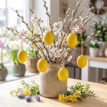 Article Œufs de Pâques décoratifs jaunes en coquille naturelle 5,5 cm - Lot de 10
