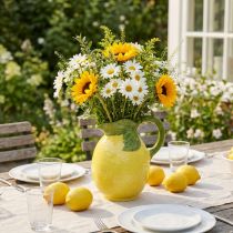 Article Vase en céramique jaune citron avec anse 18,5 cm