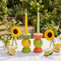 Article Bougeoirs décoratifs en céramique Motifs agrumes H10,5 cm – Lot de 2