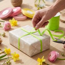 Article Ruban frisé vert en coton recyclable 10 mm x 100 m