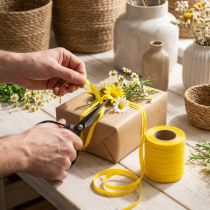Article Ruban en coton jaune 10 mm 100 m pour emballage cadeau et décoration