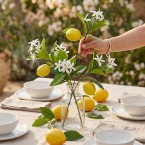 Article Branche déco citron et fleurs branche artificielle décoration d'été 26cm 4pcs