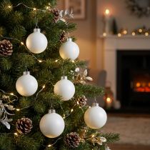 Article Boules de Noël en verre émaillé blanc mat Ø4cm 24 pcs