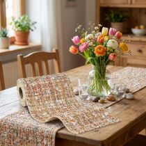 Article Tapis de table beige aspect patchwork avec fils pailletés multicolores 19 cm x 1,5 m