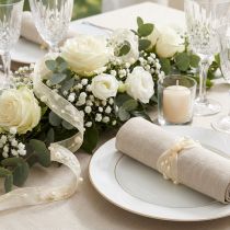 Article Ruban décoratif crème avec perles – 20mm x 5m