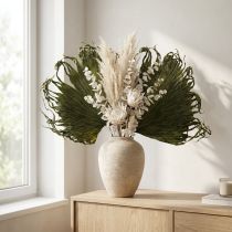 Article Feuilles de palmier séchées vertes pour décoration exotique – Lot de 5