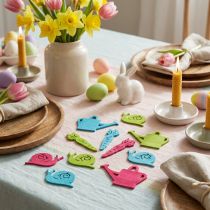 Article Set de figurines en bois décoratives – Arrosoirs, escargots et carottes, 4 à 6 cm, 72 pièces