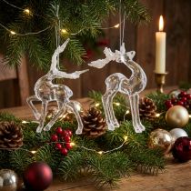 Article Figurines décoratives en acrylique pour sapin – Cerfs transparents, 12,5 et 15 cm, lot de 2