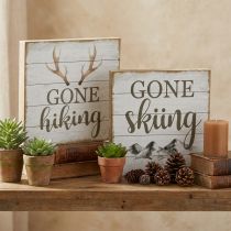 Article Plaques décoratives vintage en bois avec citations, 20 x 20 cm, lot de 2