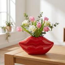 Article Vase décoration rouge lèvres en céramique 17×8,5×9 cm