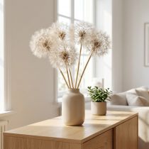Article Fleurs séchées géantes Pusteblume roses pour décoration intérieure – Lot de 4