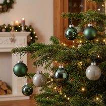 Article Boules de Noël en Verre Ø6cm Vert et Gris - Lot de 24