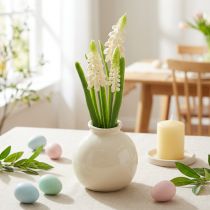 Article Vase de Fleurs Artificielles Hyacinthes Blanches en Céramique 20 cm