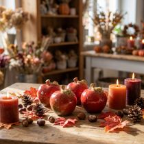 Article Duo de pommes décoratives en céramique rouges et rouges-vertes – H 7,5 cm