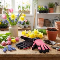 Article Gants de jardinage synthétiques rose et noir Kixx taille 8