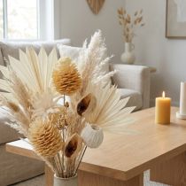 Article Assortiment de Fleurs Séchées Leucodendron Blanchies sur Tige – Lot de 100