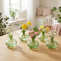 Article Lot de 6 mini vases en verre vert arrondi Ø9cm H6cm