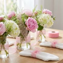 Article Ruban décoratif en maille rose 4,5 cm x 10 m